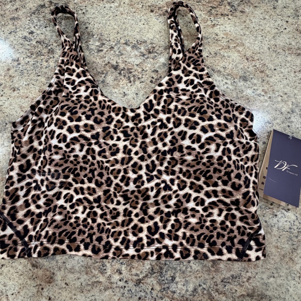 NWT Dragon Fit XL Leopard Print Women's Long Line Work Out Sports Bra Size XL